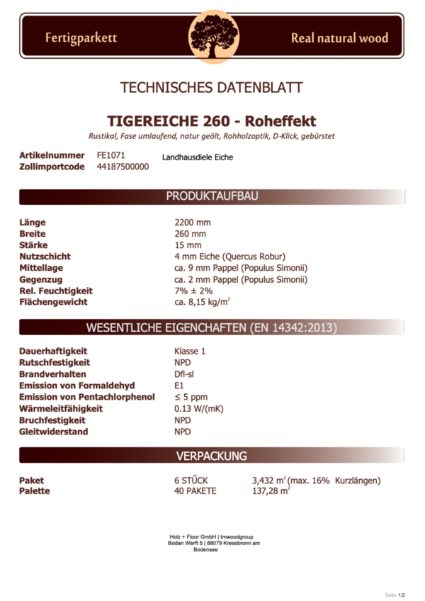Vintage Intertimber Edition Tigereiche 260 - Roheffekt
