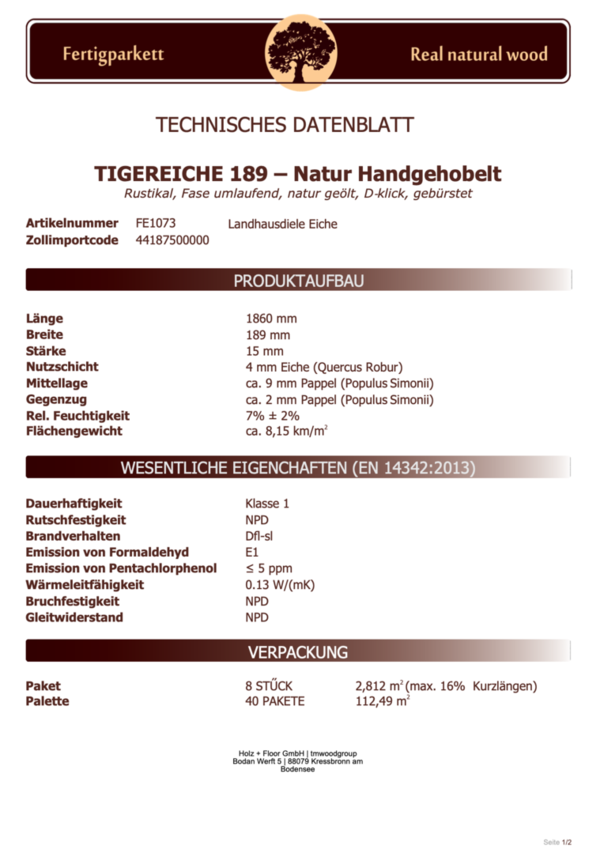 Vintage Intertimber Edition Tigereiche 189 - Natur - Handgehobelt